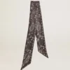 Nastro in twill di seta nero con motivo paisley