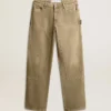 Pantaloni da donna in cotone con effetto consumato