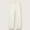 Pantaloni da donna in denim bianco con perline e cristalli