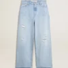 Pantaloni da donna in denim effetto vissuto