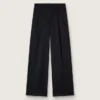 Pantaloni da donna in gabardina di lana nera
