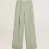 Pantaloni da donna in lana verde salvia