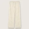 Pantaloni della tuta unisex in cotone e lino a righe color ecru e sabbia