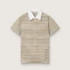 Polo da donna in jersey a righe con colletto a contrasto