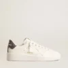 Purestar da donna con stella in pelle bianca e linguetta sul tallone glitterata antracite