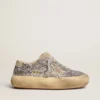 Scarpe Space-Star da donna in glitter argento con fodera in shearling