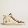 Slide in nappa con stella glitterata e inserti in vernice