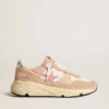Sneaker da donna con Running Sole in mesh e pelle scamosciata con stella rosa e linguetta sul tallone argentata