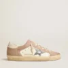 Sneakers Super-Star da donna in pelle scamosciata rosa con stella in pelle metallizzata argento