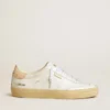 Soul Star da donna in pelle bianca con linguetta sul tallone in pelle rosa