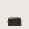 Star Bag Mini in pelle marrone scuro invecchiata con stella tono su tono