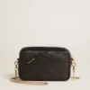 Star Bag Mini in pelle nera con stella tono su tono