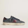 Stardan LTD da uomo in nabuk antracite e pelle scamosciata blu con stella in pelle metallizzata