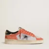Stardan LTD in pelle scamosciata color corallo e rete con stella in pelle nera
