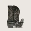 Stivali da uomo Wish Star a gambale basso in pelle nera con stella argentata