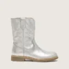 Stivali Young Wish in pelle metallizzata argento con ricamo a forma di stella