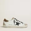 Super-Star da donna con stella nera glitterata e linguetta sul tallone in pelle di pony con stampa leopardata