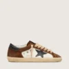 Super-Star da uomo in pelle bianca e pelle scamosciata marrone con stella in pelle nera