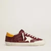 Super-Star da uomo in pelle scamosciata rosso mattone con stella in pelle bianca e linguetta sul tallone con stampa animalier