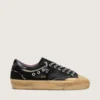 Super-Star LAB da uomo in pelle scamosciata laminata nera e nylon con stella in rilievo e lacci con cristalli