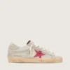 Super-Star LTD da donna in pelle di pony bianca con stella in pelle scamosciata rossa