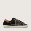 Super-Star LTD da donna in pelle glitterata nera con stella in pelle nera