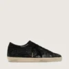 Super-Star LTD da donna in pelle nera con stampa coccodrillo, stella in pelle scamosciata nera e linguetta sul tallone