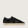 Super-Star LTD da donna in pelle scamosciata nera con stella glitterata nera e linguetta sul tallone in pelle nera