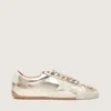 True-Star da uomo in pelle metallizzata color platino con stella in pelle scamosciata grigio chiaro