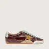 True-Star da uomo in naplak bordeaux con stella in pelle scamosciata e linguetta sul tallone in nappa argentata