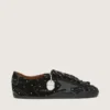 True-Star da uomo in pelle scamosciata nera con cristalli Swarovski e stella in pelle nera
