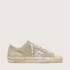 V-Star da uomo in pelle scamosciata grigio tortora con stella in pelle metallizzata argento
