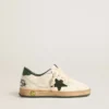 Young Ball Star in pelle bianca con stella in pelle scamosciata verde