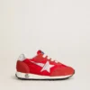 Junior Marathon in nylon rosso con stella stampata e linguetta in pelle sul tallone