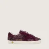 Young Old School in glitter bordeaux con stella in pelle scamosciata bordeaux e linguetta sul tallone