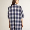 Abito camicia corto da donna con motivo a scacchiera 3D e ricami