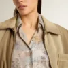 Abito camicia da donna con stampa floreale multicolore in paillettes