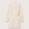 Abito camicia da donna in cotone écru a righe beige e marroni
