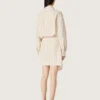 Abito camicia da donna in cotone écru a righe beige e marroni