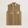 Abito camicia da donna in denim color sabbia con dettagli militari