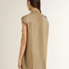 Abito camicia da donna in denim color sabbia con dettagli militari