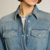 Abito camicia da donna in denim con cintura