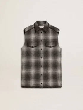 Abito camicia da donna in misto lana grigio scuro