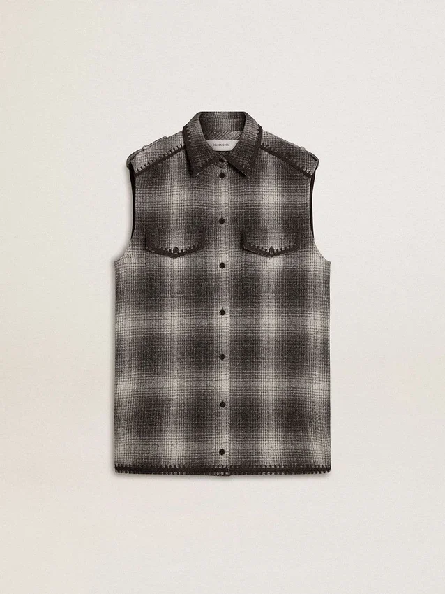 Abito camicia da donna in misto lana grigio scuro