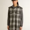 Abito camicia da donna in misto lana grigio scuro