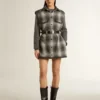 Abito camicia da donna in misto lana grigio scuro