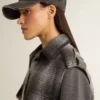 Abito camicia da donna in misto lana grigio scuro