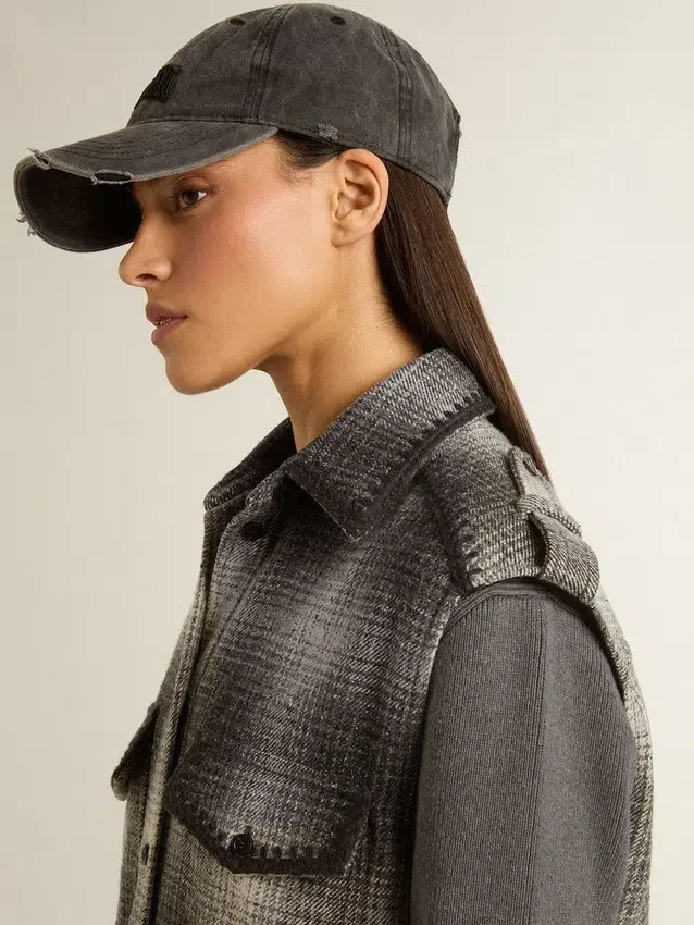 Abito camicia da donna in misto lana grigio scuro