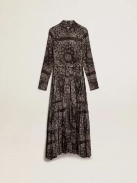 Abito camicia grigio antracite con stampa paisley
