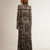 Abito camicia grigio antracite con stampa paisley